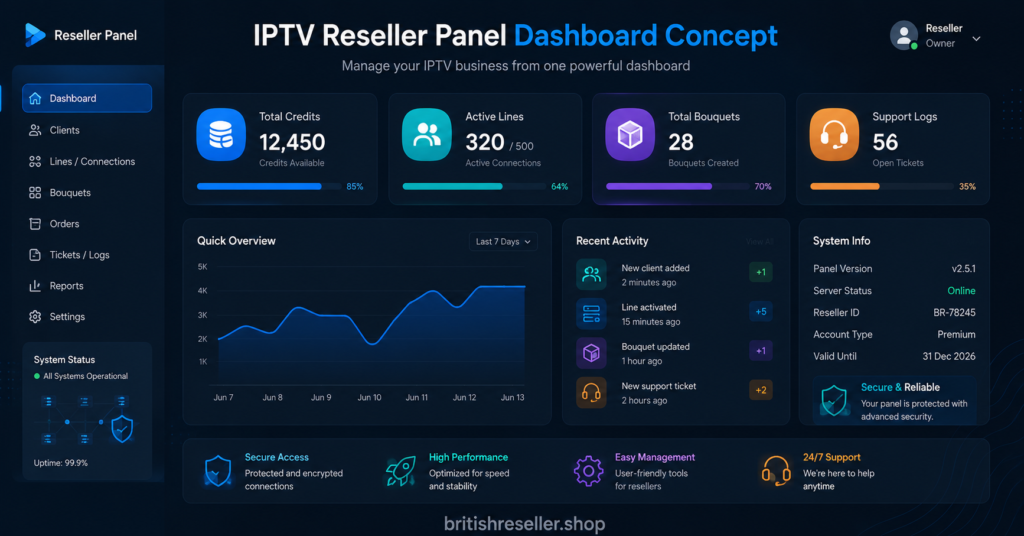 IPTV Reseller Panel Dashboard Concept